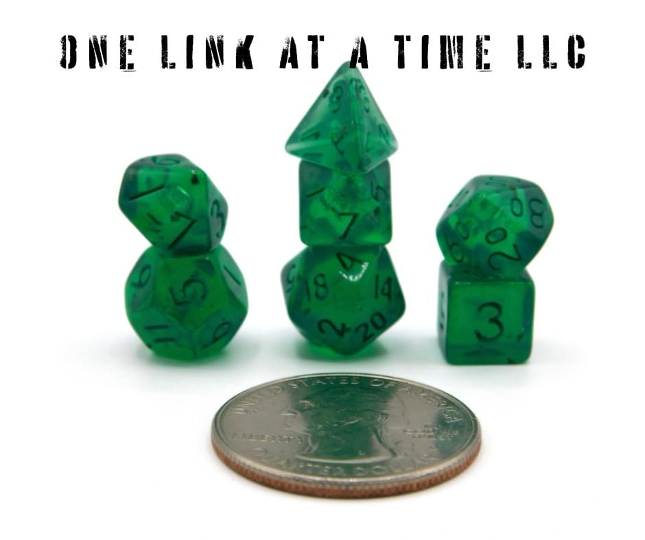 TRANSLUCENT DARK GREEN 7PC ACRYLIC MINI DICE SET