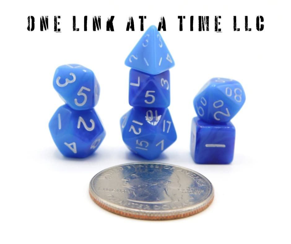 BLUE SWIRL 7PC ACRYLIC MINI DICE SET