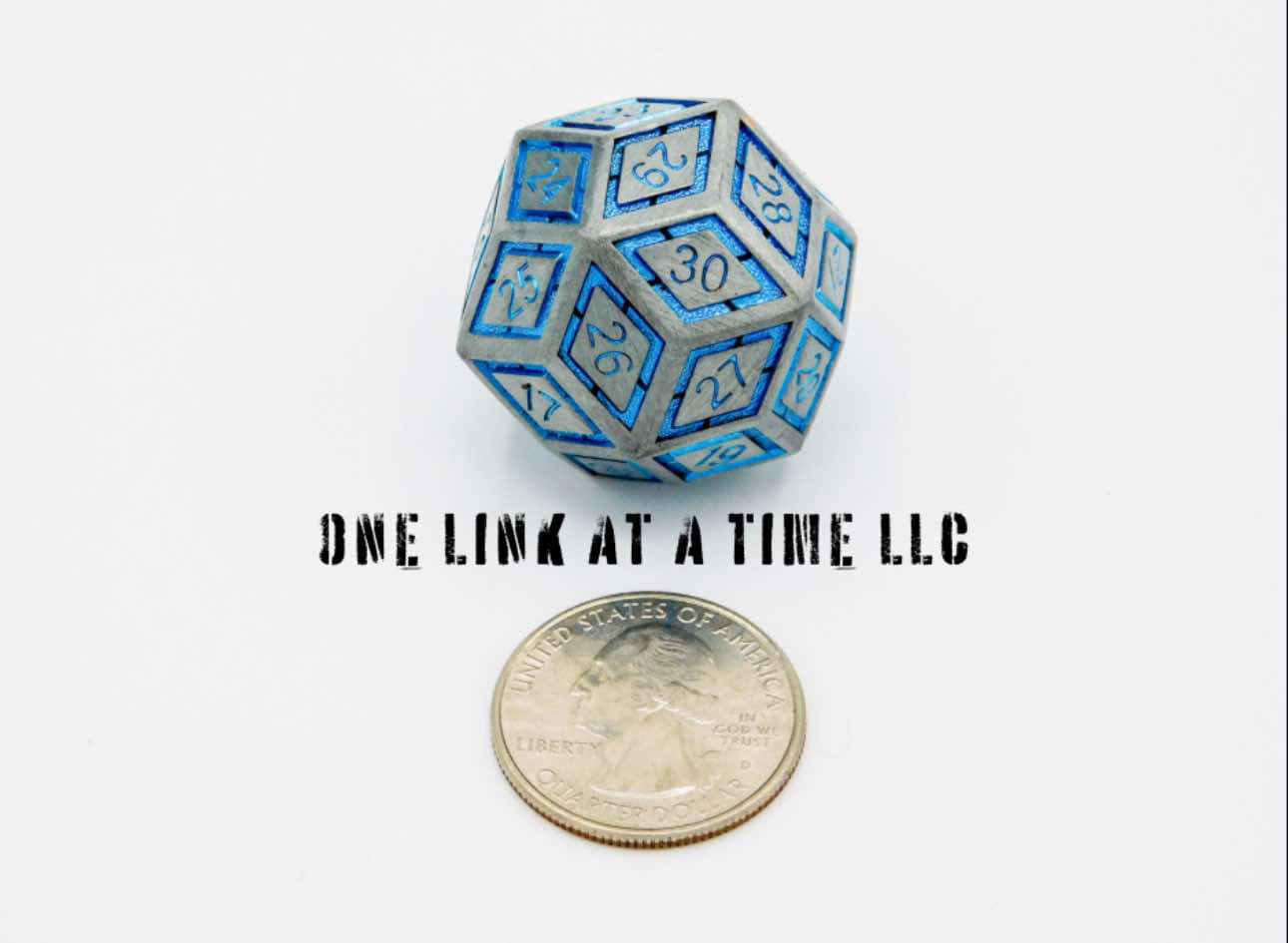 BLUE & BRUSHED SILVER SOLID METAL D30