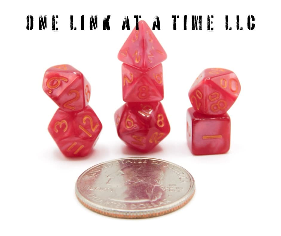RED SWIRL 7PC ACRYLIC MINI DICE SET
