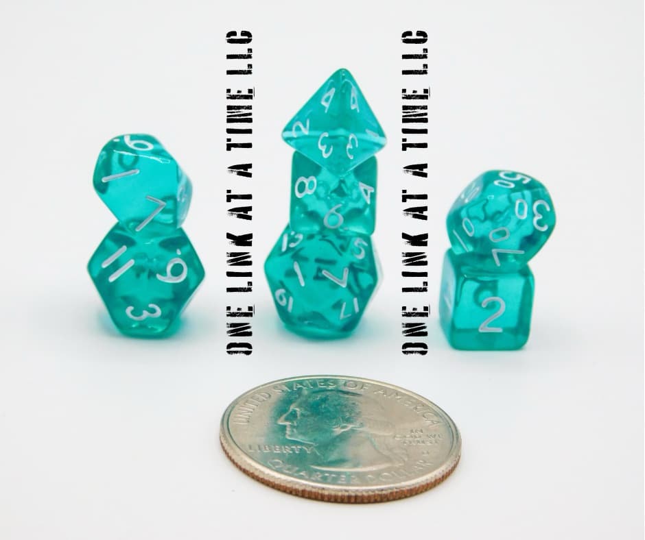 TRANSLUCENT TEAL 7PC ACRYLIC MINI DICE SET