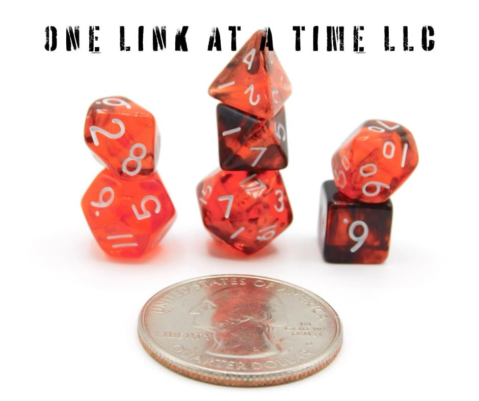 TRANSLUCENT INKY RED 7PC ACRYLIC MINI DICE SET