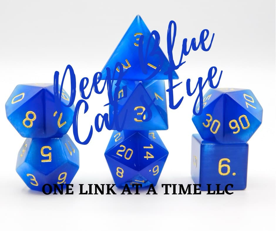DEEP BLUE CAT'S EYE 7PC DICE SET