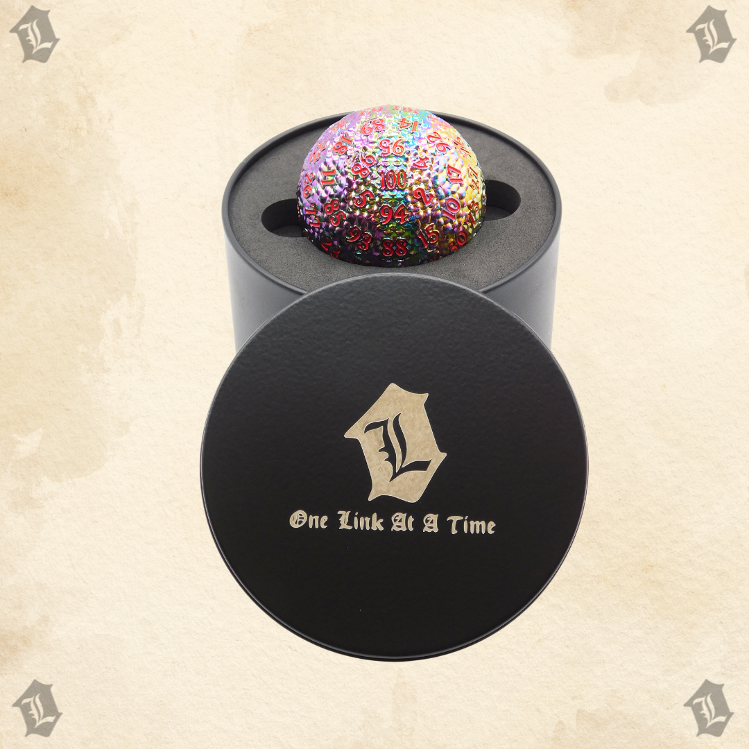 OIL SLICK DRAGON SCALE WITH RED INLAY SOLID METAL D100
