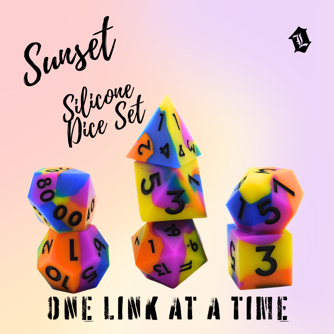 SUNSET SILICONE 7PC DICE SET