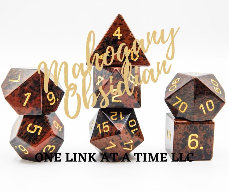 MAHOGANY OBSIDIAN 7PC DICE SET