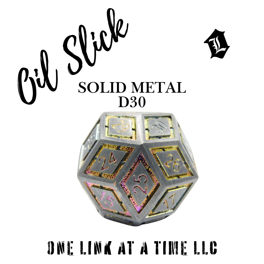 OIL SLICK & BRUSHED SILVER SOLID METAL D30