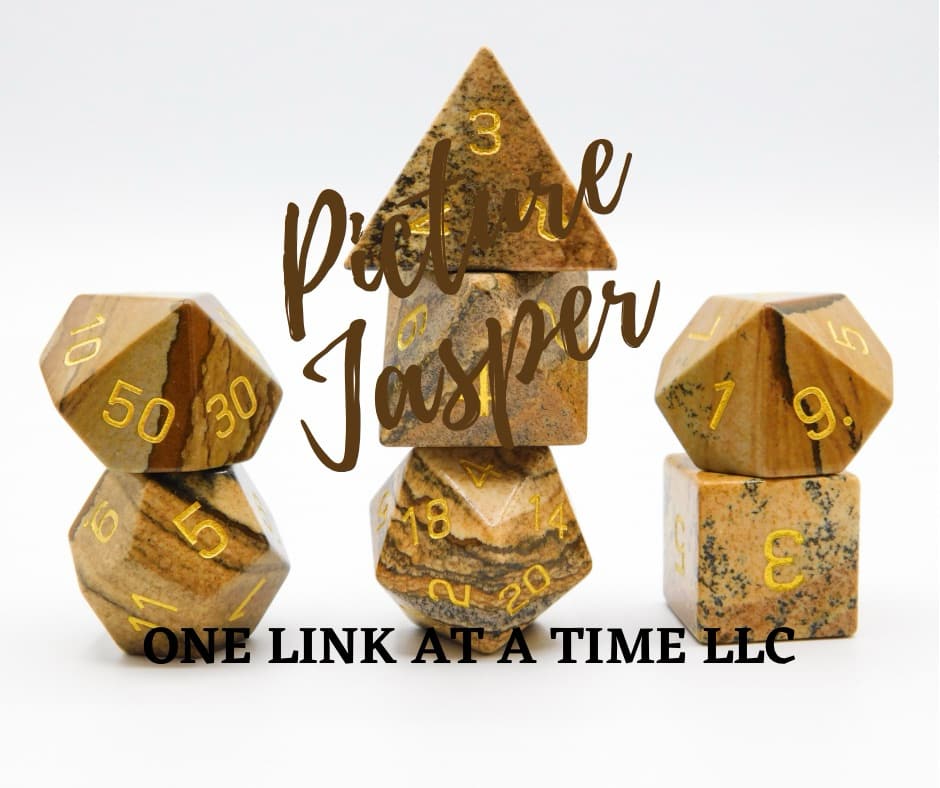PICTURE JASPER 7PC DICE SET
