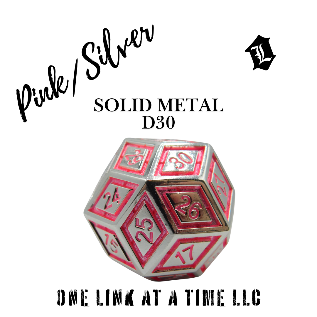 PINK & SILVER SOLID METAL D30