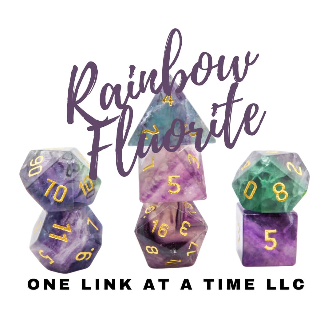 RAINBOW FLUORITE 7PC DICE SET