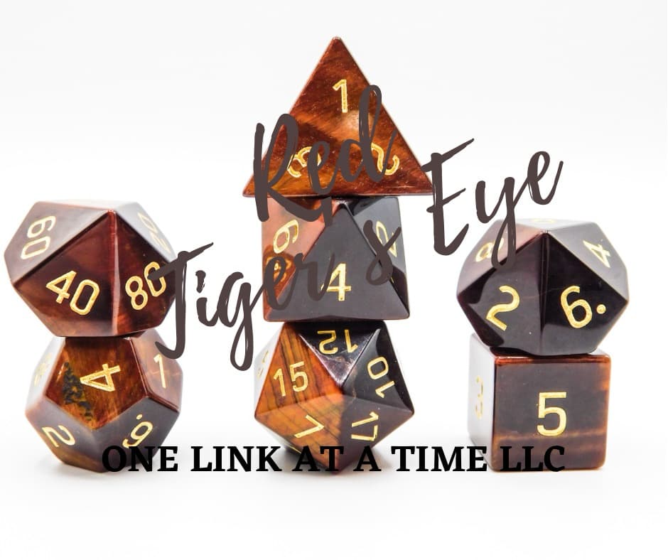 RED TIGER'S EYE 7PC DICE SET