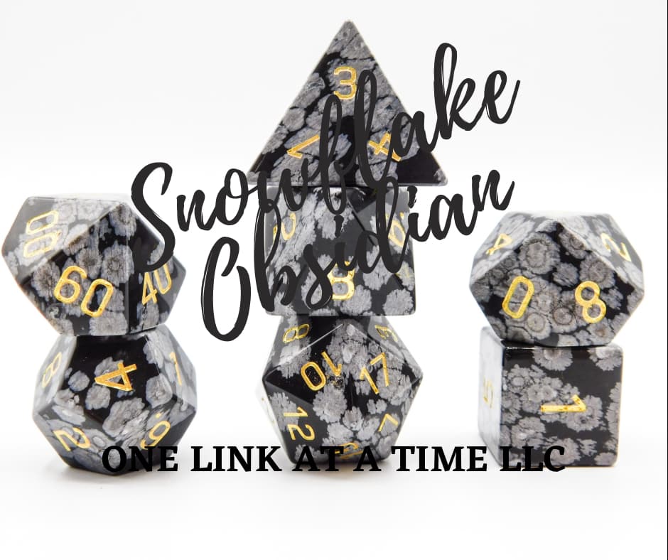 SNOWFLAKE OBSIDIAN 7PC DICE SET