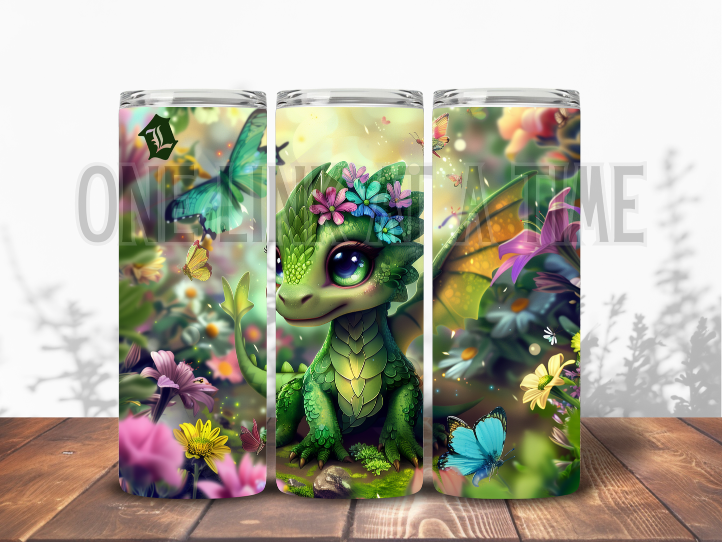 CUTE BABY DRAGON WITH BUTTERFLIES BRANDED 20oz TUMBLER