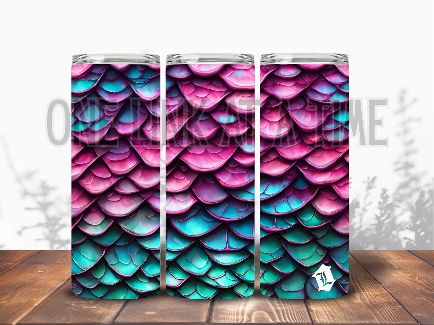 PINK/BLUE/TEAL DRAGON SCALE BRANDED 20oz TUMBLER
