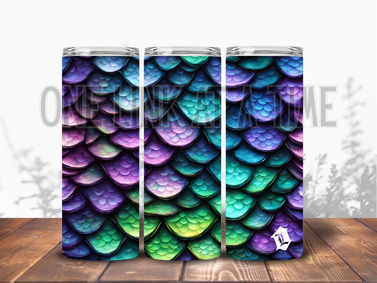 GREEN/PURPLE/BLUE/TEAL DRAGON SCALES BRANDED 20oz TUMBLER
