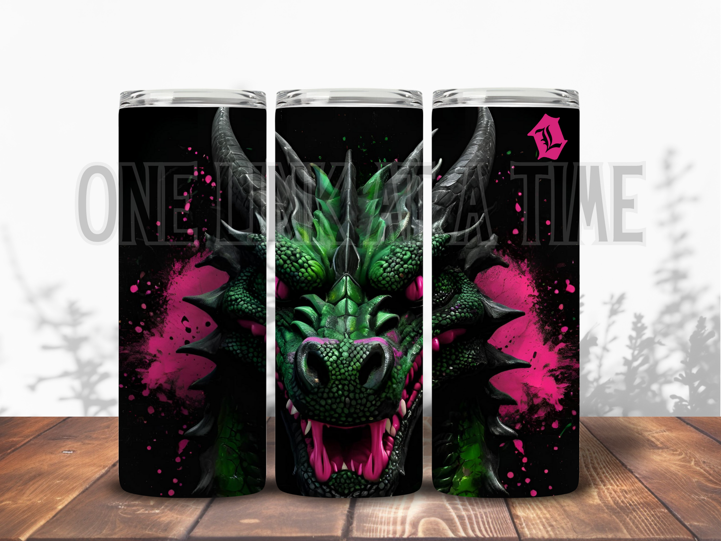 GREEN & PINK DRAGON BRANDED 20oz TUMBLER