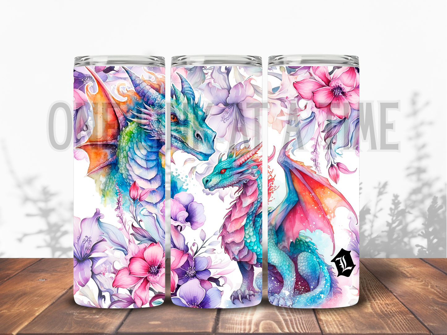 WATERCOLOR DRAGONS BRANDED 20oz TUMBLER