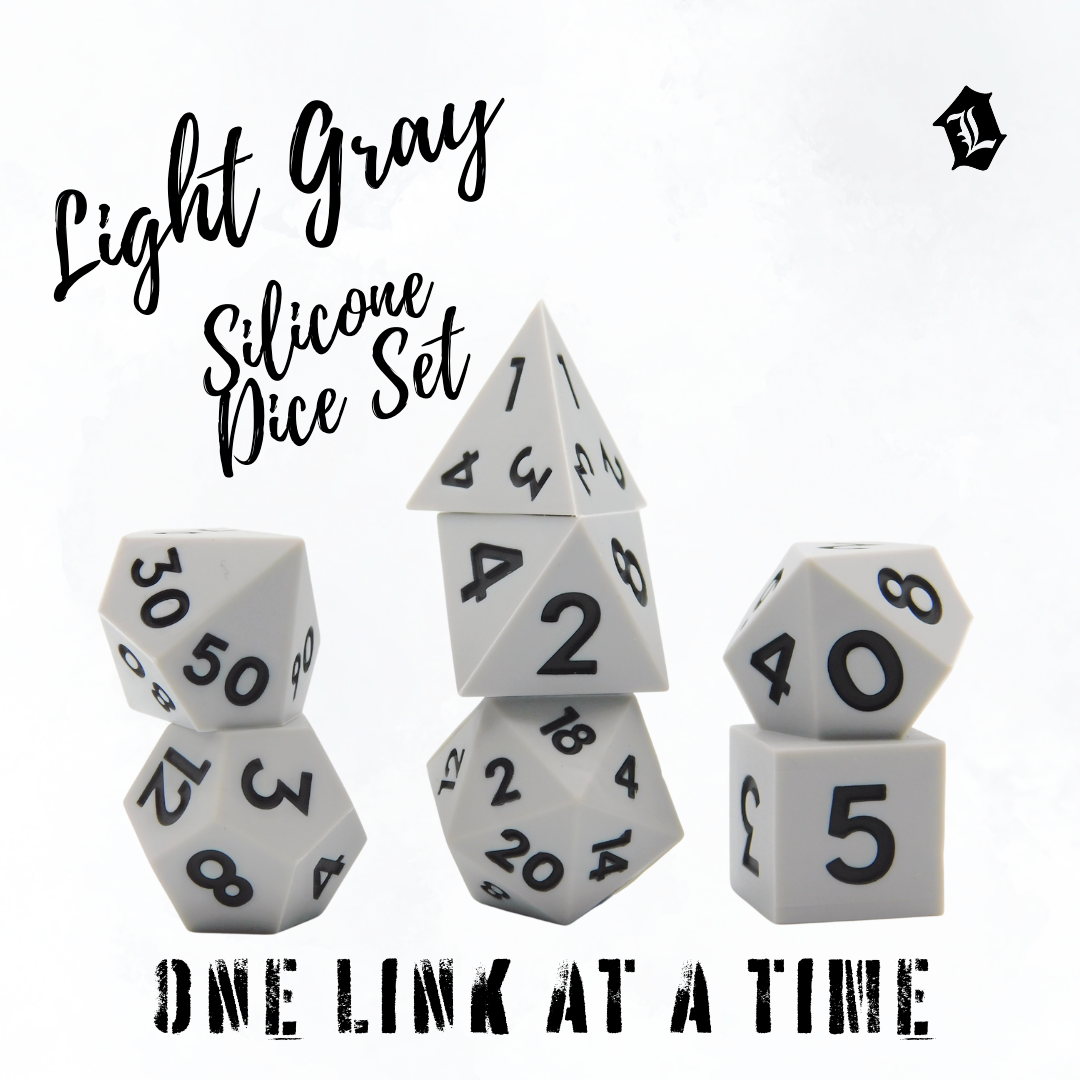 LIGHT GRAY SILICONE 7PC DICE SET