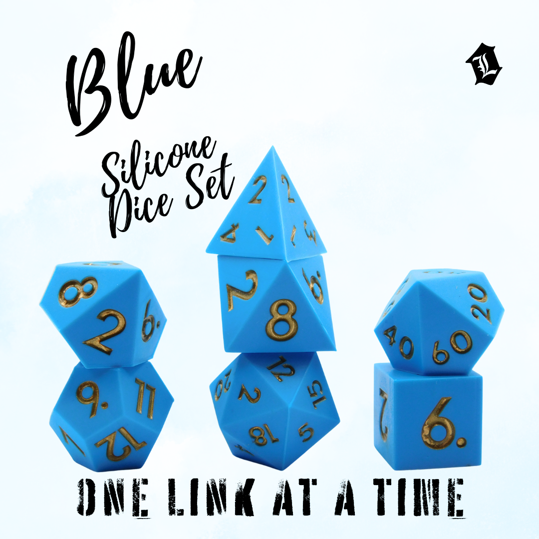 BLUE SILICONE 7PC DICE SET