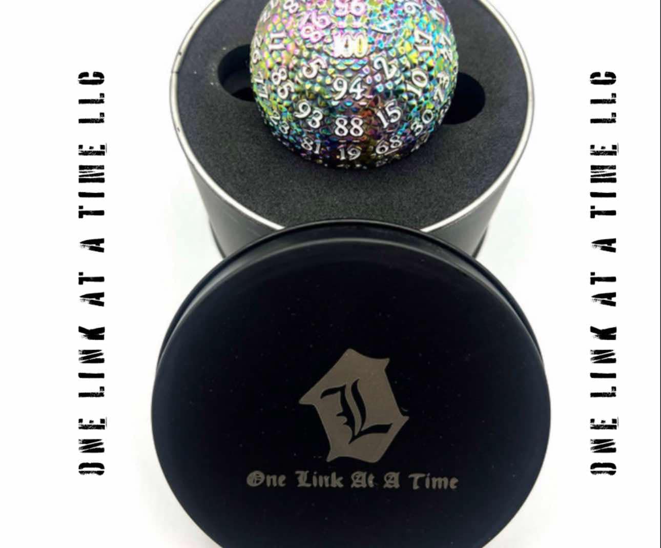 OIL SLICK DRAGON SCALE WITH WHITE INLAY SOLID METAL D100