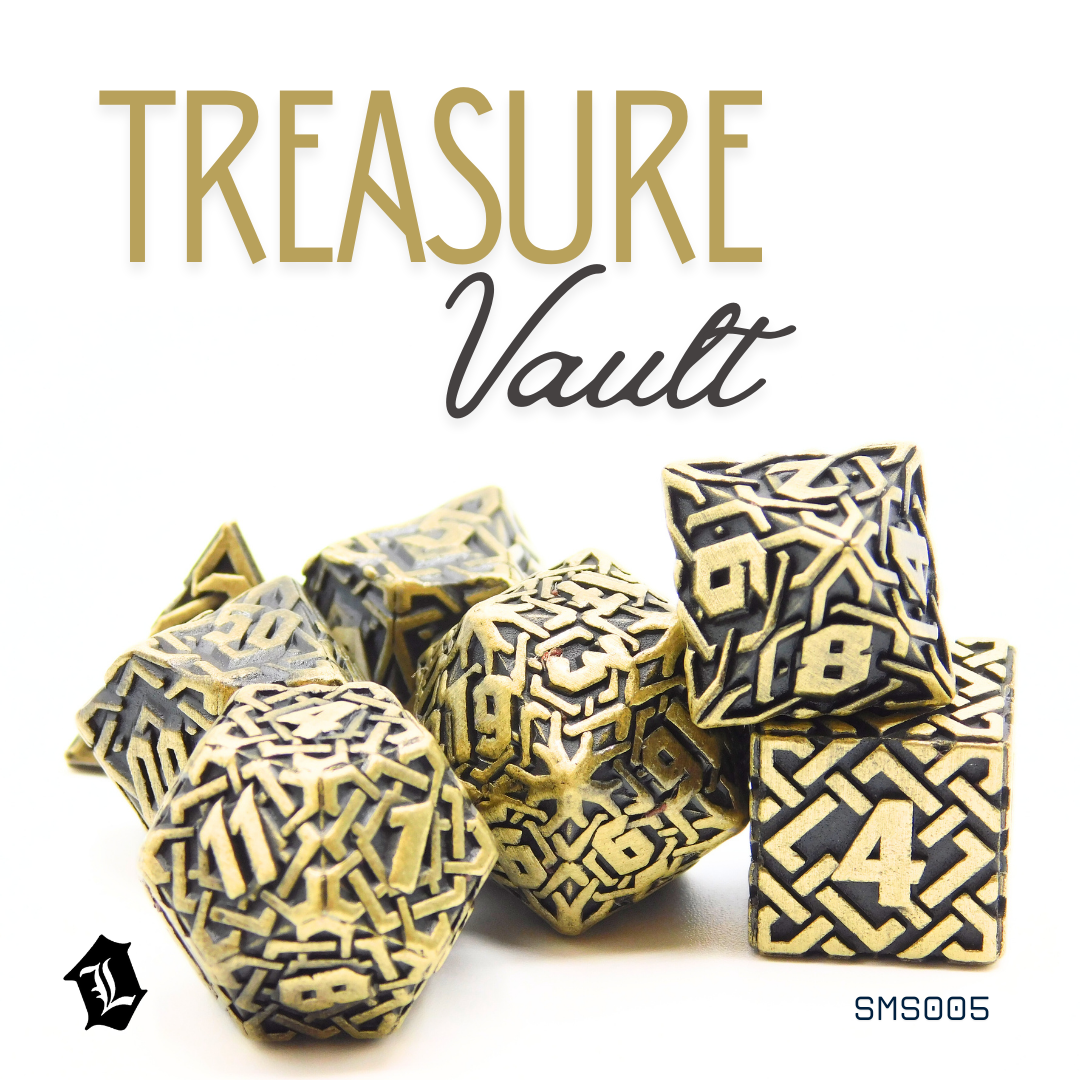 [TREASURE VAULT] 7PC SOLID METAL DICE SET