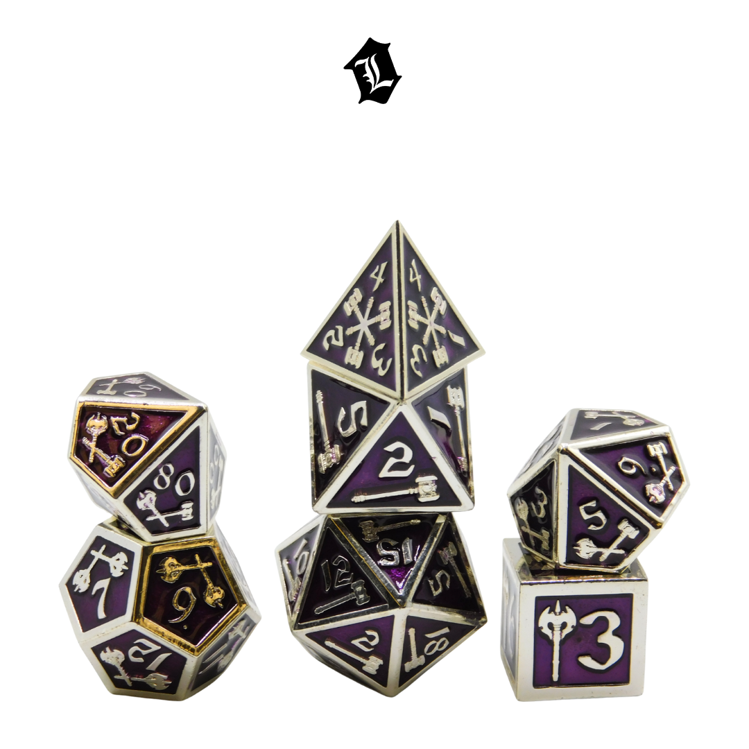 [PLUM BATTLE] 7PC SOLID METAL DICE SET