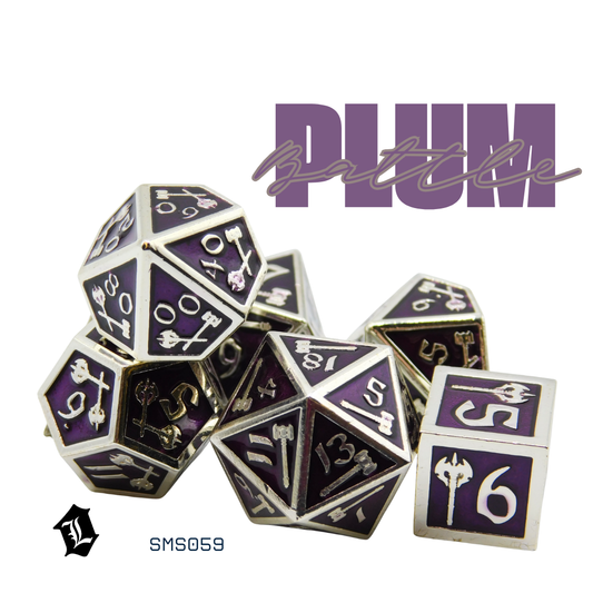 [PLUM BATTLE] 7PC SOLID METAL DICE SET