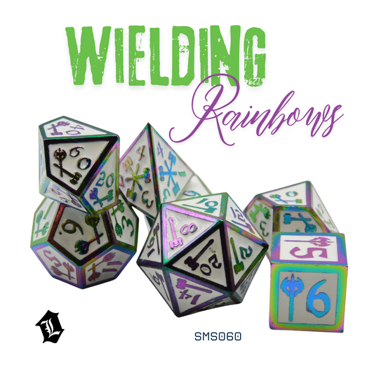 [WIELDING RAINBOWS] 7PC SOLID METAL DICE SET
