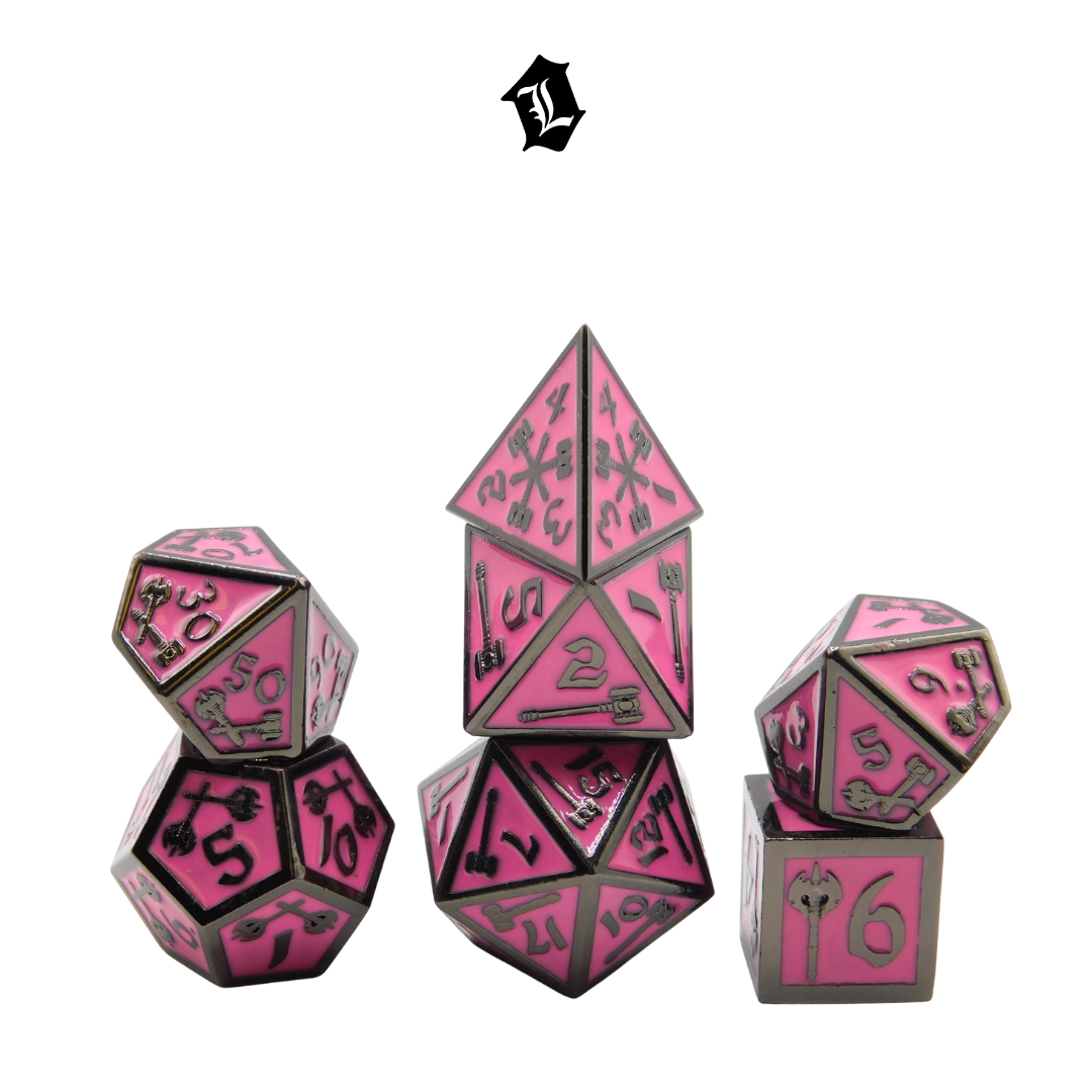 [PINK CIRCUIT] 7PC SOLID METAL DICE SET