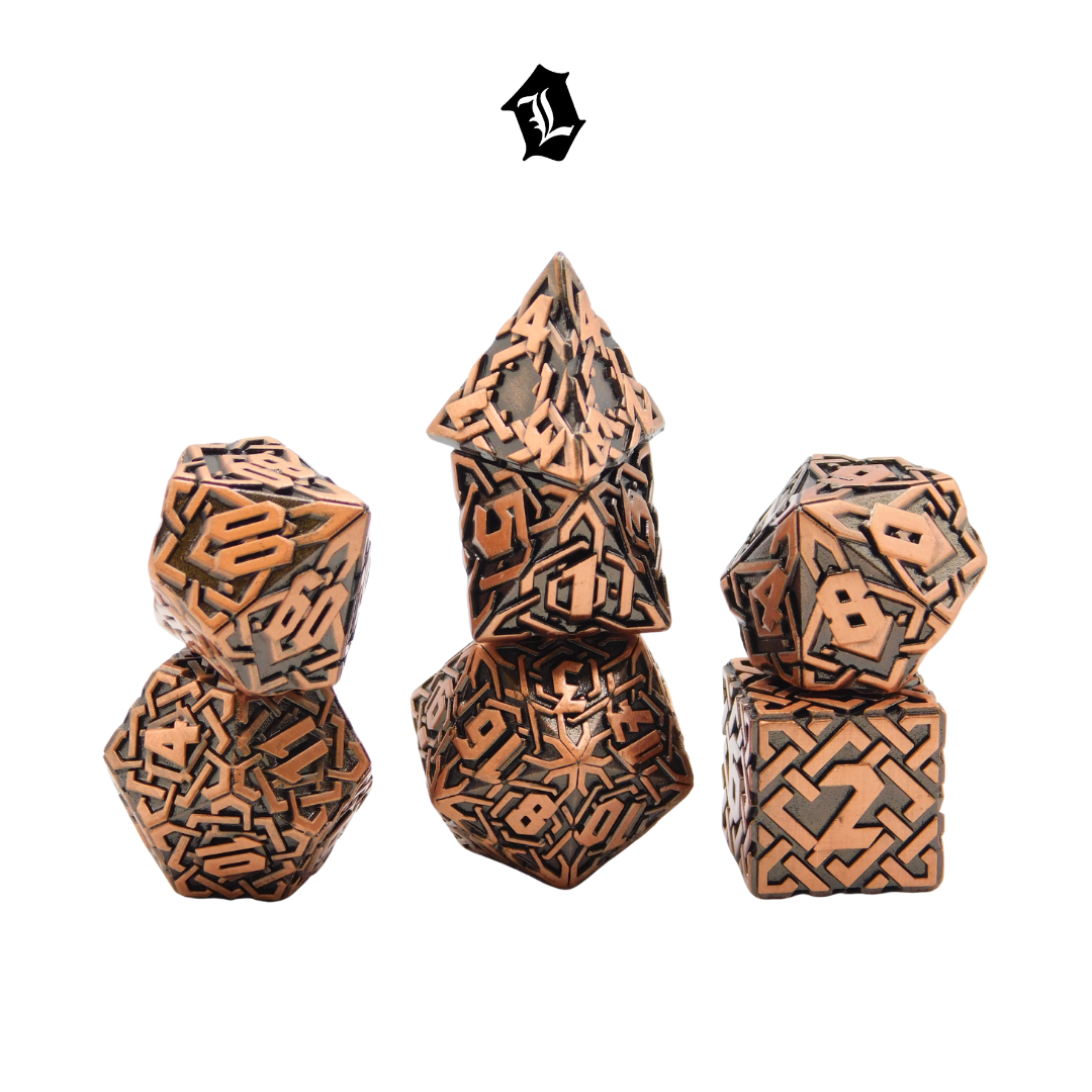 [COPPER RELIC] 7PC SOLID METAL DICE SET