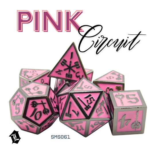 [PINK CIRCUIT] 7PC SOLID METAL DICE SET