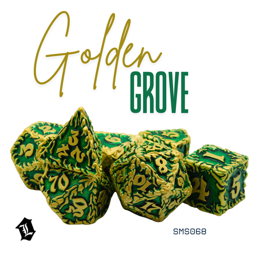 [GOLDEN GROVE] 7PC SOLID METAL DICE SET