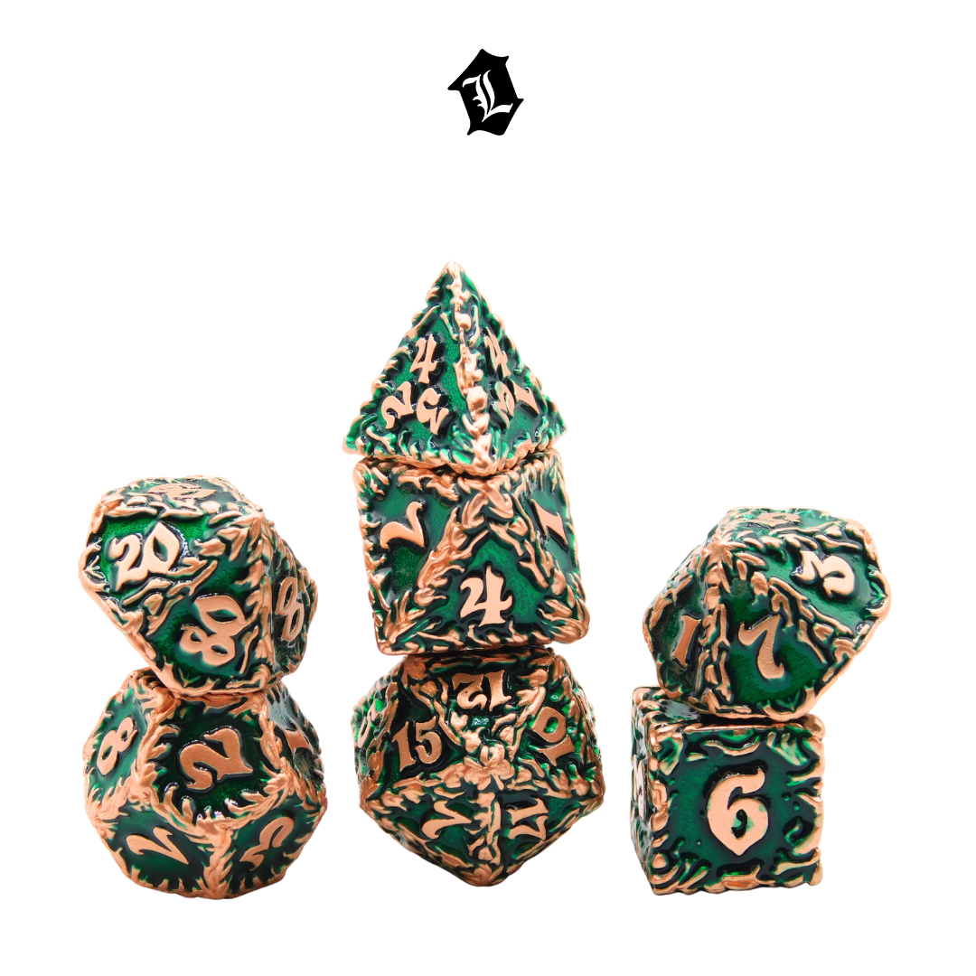 [EARTHFLARE RUNES] 7PC SOLID METAL DICE SET