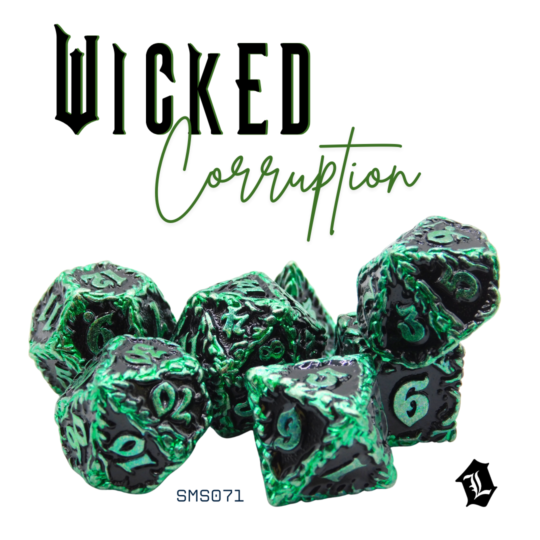 [WICKED CORRUPTION] 7PC SOLID METAL DICE SET