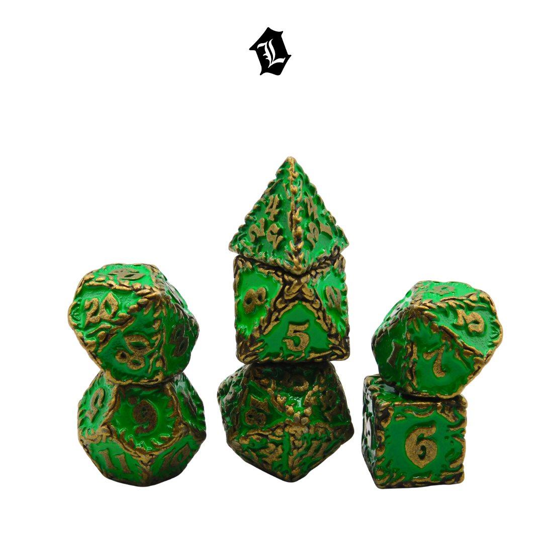 [BRASSGROVE CARVINGS] 7PC SOLID METAL DICE SET