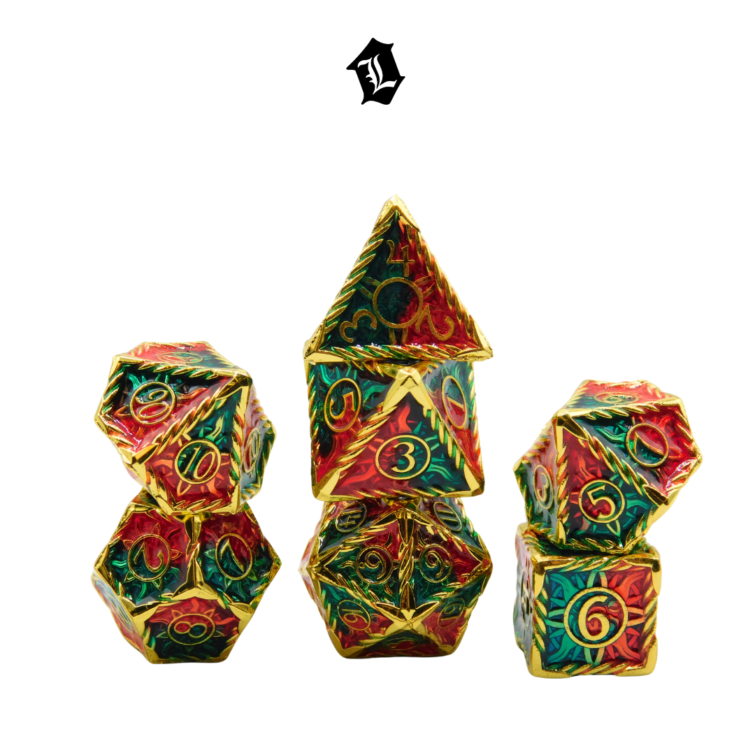 [FIRE & ICE] 7PC SOLID METAL DICE SET