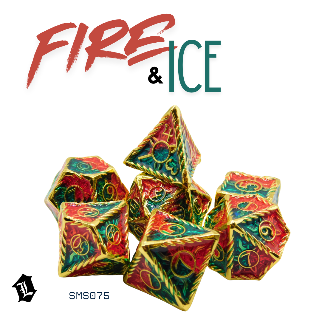 [FIRE & ICE] 7PC SOLID METAL DICE SET