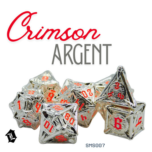 [CRIMSON ARGENT] 7PC SOLID METAL DICE SET
