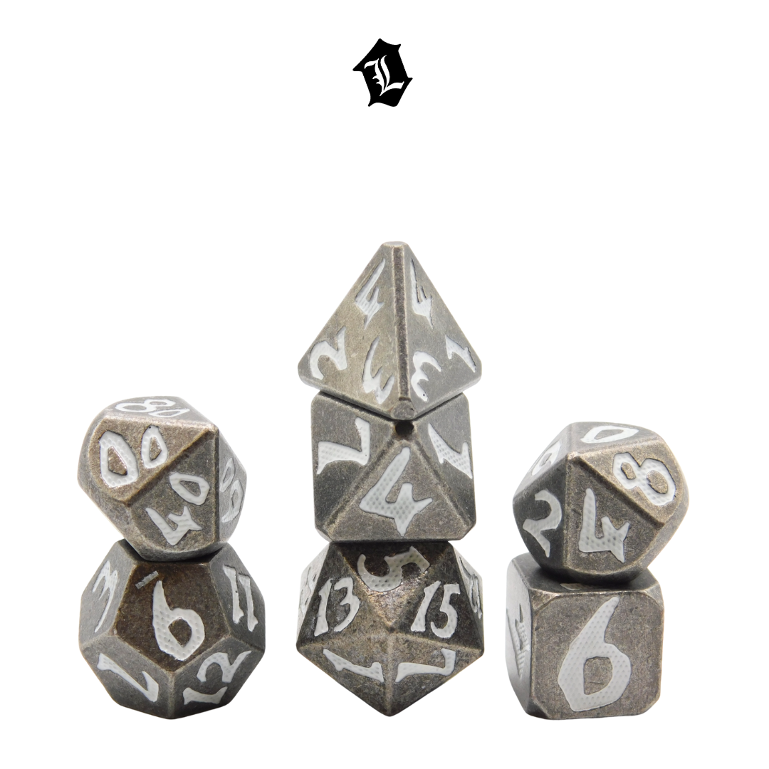 [RUMBLE GLOW] 7PC SOLID METAL DICE SET [GLOW-IN-THE-DARK]