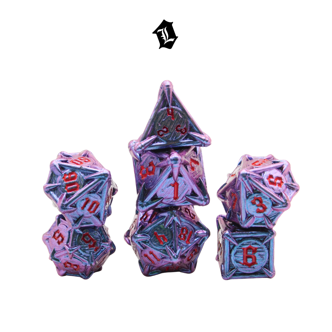 [HUNTING DEMONS] 7PC SOLID METAL DICE SET [DUAL CHROME]