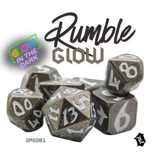 [RUMBLE GLOW] 7PC SOLID METAL DICE SET [GLOW-IN-THE-DARK]