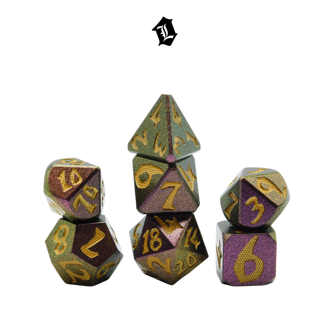 [VANILLA SUGARPLUM] 7PC SOLID METAL DICE SET [DUAL CHROME]