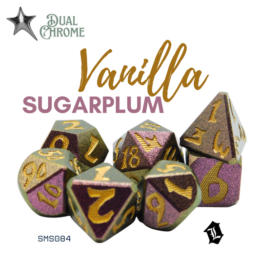 [VANILLA SUGARPLUM] 7PC SOLID METAL DICE SET [DUAL CHROME]