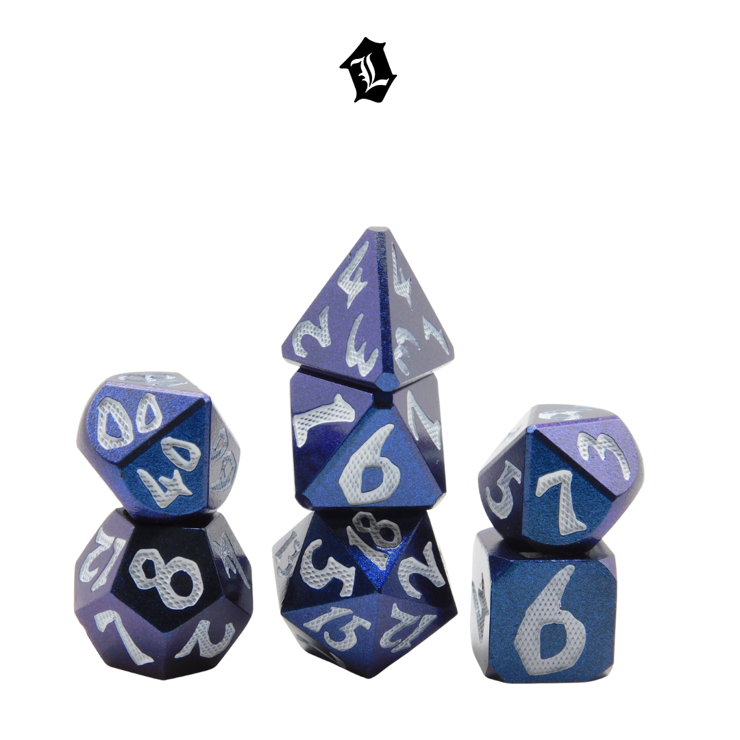 [SAPPHIRE TIDES] 7PC SOLID METAL DICE SET