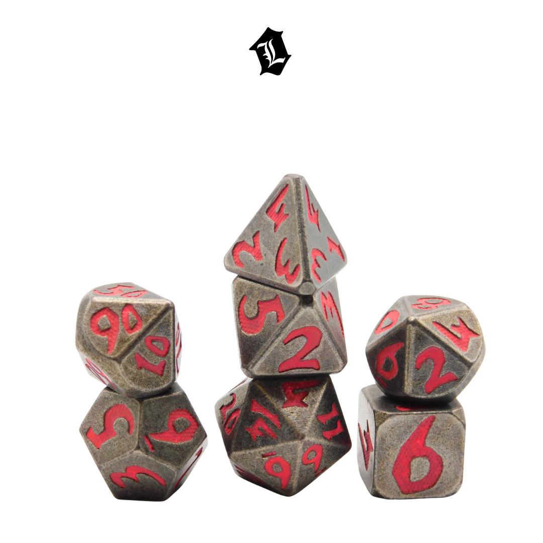 [CRIMSON GLOW] 7PC SOLID METAL DICE SET [GLOW-IN-THE-DARK]