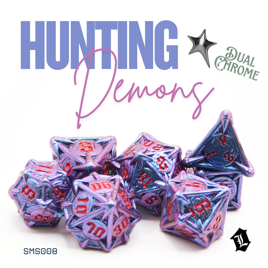 [HUNTING DEMONS] 7PC SOLID METAL DICE SET [DUAL CHROME]