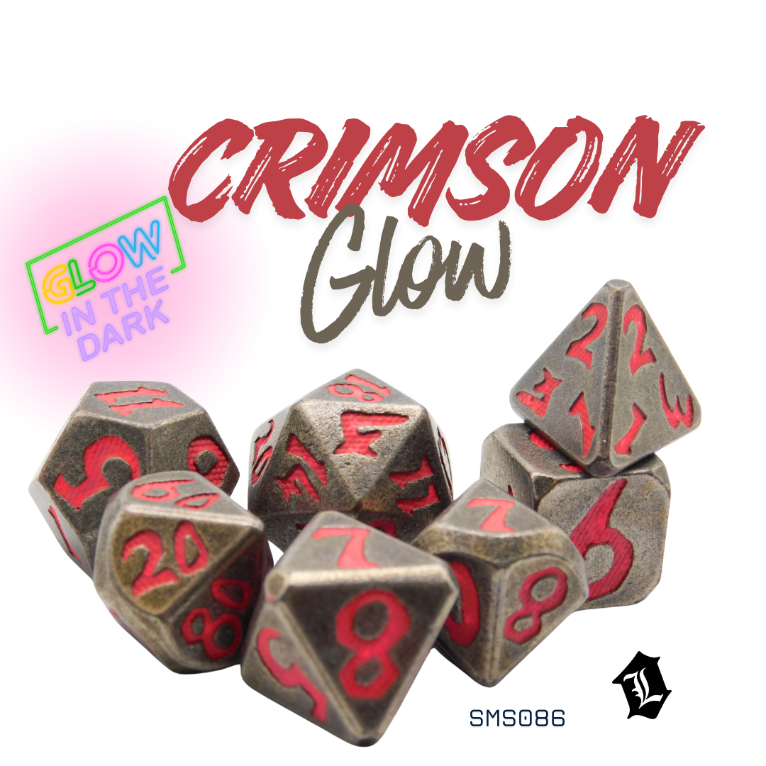[CRIMSON GLOW] 7PC SOLID METAL DICE SET [GLOW-IN-THE-DARK]