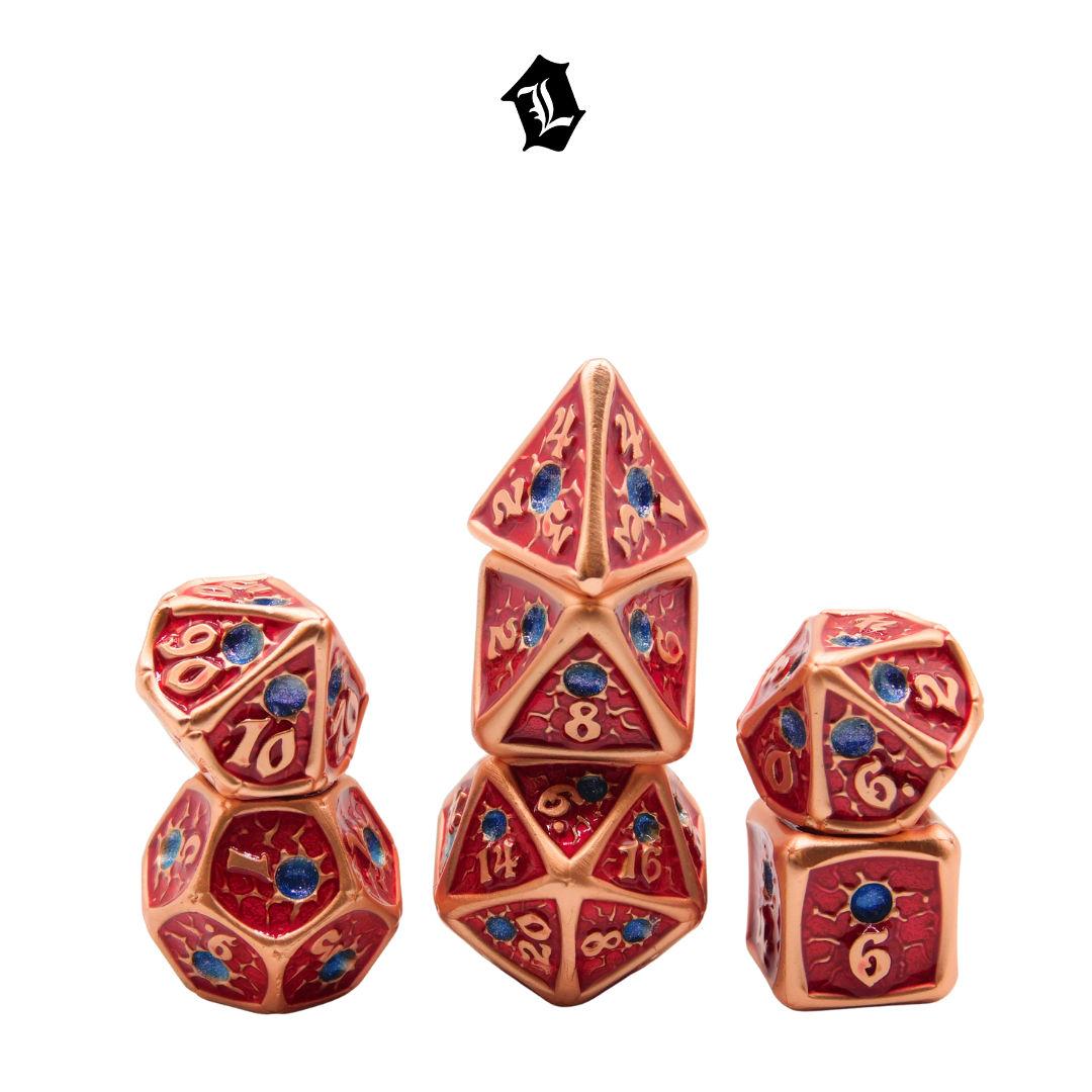 [SCARLET JEWEL] 7PC SOLID METAL DICE SET