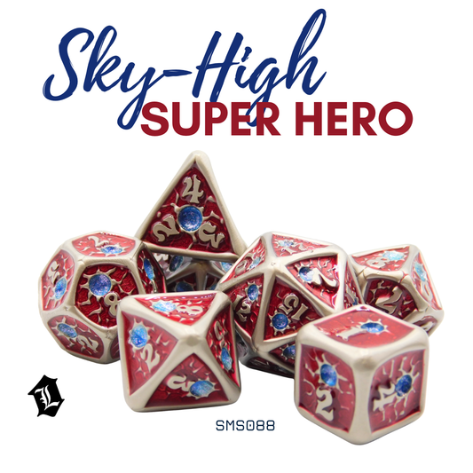 [SKY-HIGH SUPER HERO] 7PC SOLID METAL DICE SET