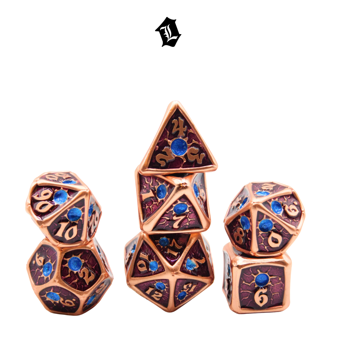 [BURGUNDY GEM] 7PC SOLID METAL DICE SET